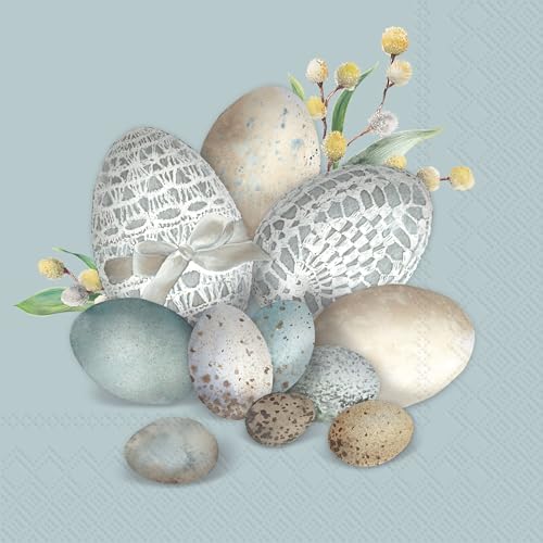 IHR Ideal Home Range 3-Ply Cocktail Napkins, 20-Count, Turquoise Easter Eggs