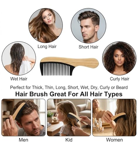 Wooden Wide Tooth Comb - Eco-Friendly Anti-Static Bamboo Hair Comb