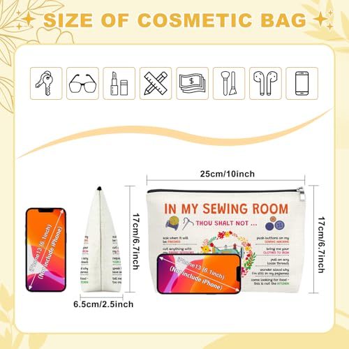 Sewing Lover Makeup Bag - Cotton Linen Cosmetic Pouch for Women and Quilters