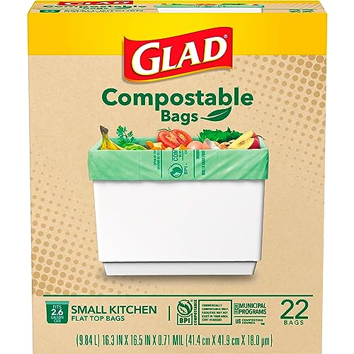 Glad Compostable Kitchen Trash Bags - 2.6 Gallon, 22 Count