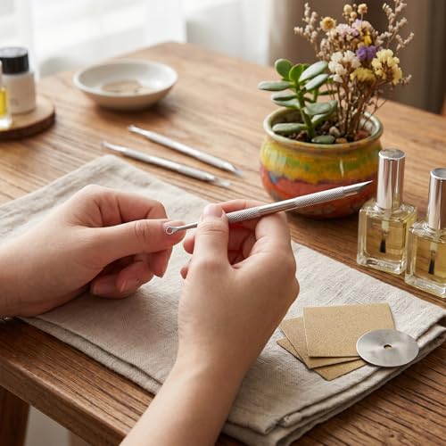 Tweruna Stainless Steel Loop Cuticle Pusher and Nail Sandpaper Kit