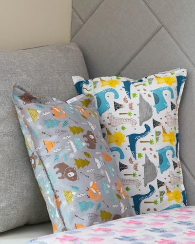 ALVABABY Cotton Toddler Pillowcases, Pack of 2 - Bear & Dinosaur, Fits 13x18" & 12x16"