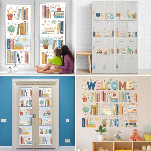 12 Sheet Boho Book Window Clings - Inspirational Classroom Decals