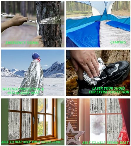 MIXIAO Emergency Thermal Mylar Foil Blanket - Silver, 6 Pack