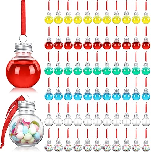 Round Silver Christmas Booze Ornament Balls - 150 Pcs Fillable Plastic Holiday Decorations