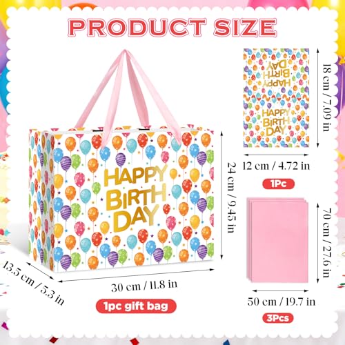 Colorful Balloon Gift Bag with Tissue Paper & Card | Happy Birthday