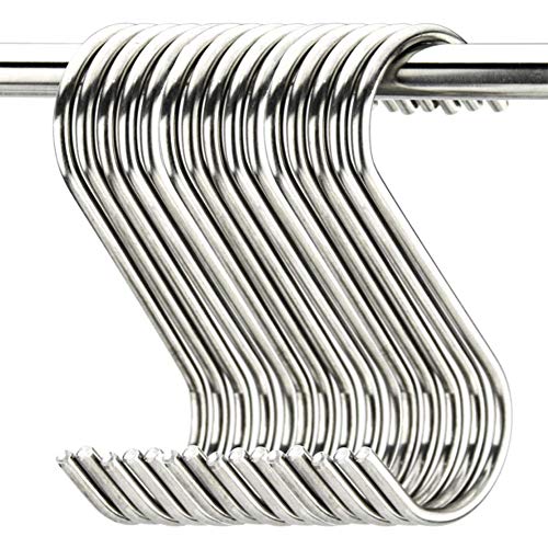 Aubcee 3.5-Inch S-Hooks - Heavy Duty Stainless Steel Hanging Hooks (20 Pack)