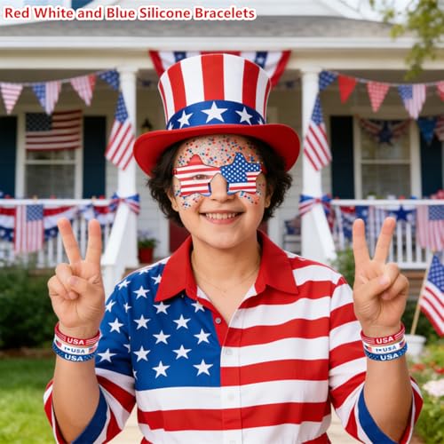 4th of July Silicone Bracelets - 6 Pack Patriotic Wristbands
