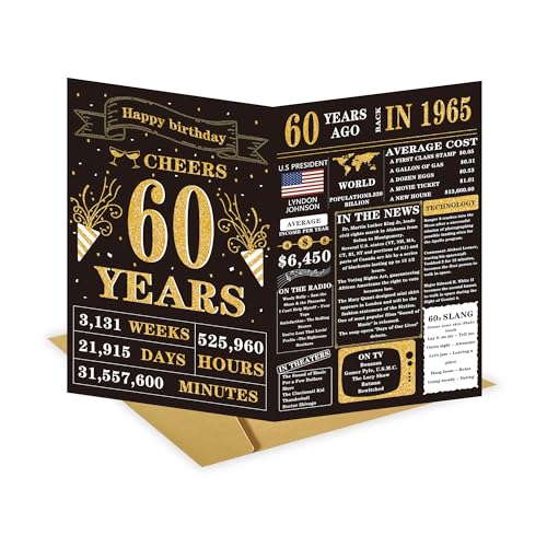 Funny 60th Birthday Card for Men and Women - 8x5.3 inch