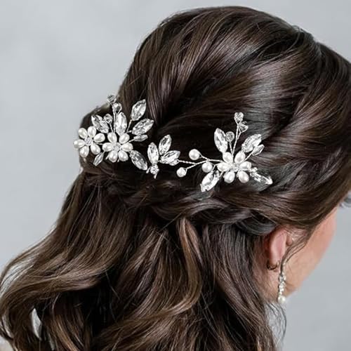 5-Piece Pearl Rhinestone Bridal Hair Clips Wedding Hair Accessories