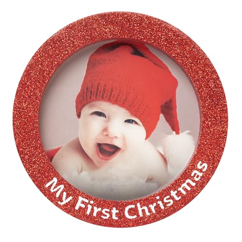My First Christmas Red Glitter Photo Ornament - Keepsake Frame