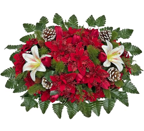 Artificial Cemetery Flower Saddle for Headstone Christmas Tribute