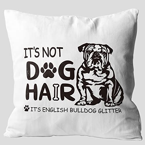 English Bulldog Glitter Throw Pillow Cover 18x18 Inches - Dog Lover Gift