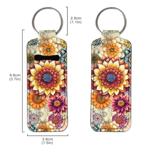 Boho Mandala Chapstick Holder Keychain Neoprene Lip Balm Pouch