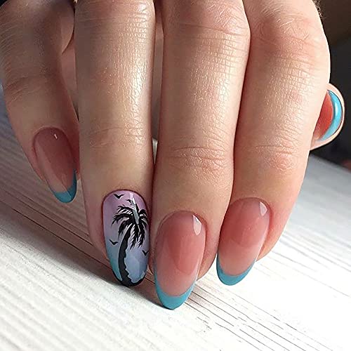 Black Palm Tree Nail Stickers 4PCS Summer Beach Nail Decals