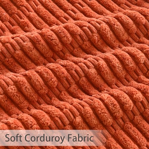 Pack of 2 Corduroy Decorative Throw Pillow Covers - 18x18, Sage Green & Rust