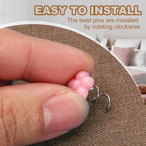 PATIKIL 100 Pcs Upholstery Twist Pins - Durable Pink Bed Pins for Furniture & Slipcovers