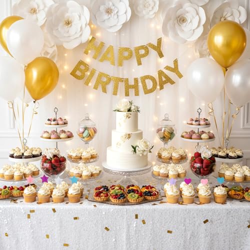 Sibba 40Pcs Glitter Star & Heart Cupcake Toppers Set