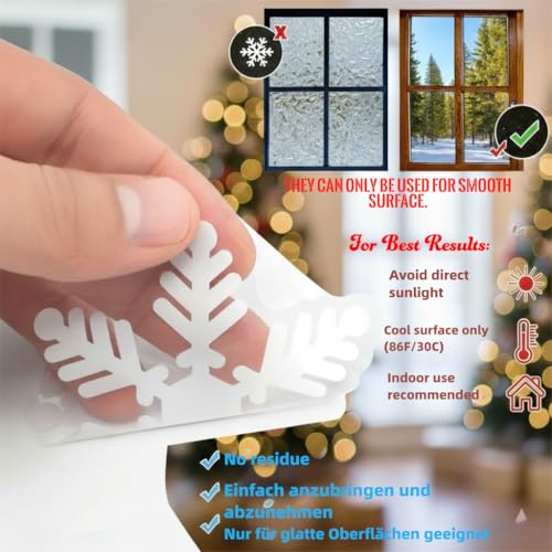 Christmas Snowflake Window Clings - 114PCS Reusable Static Decals