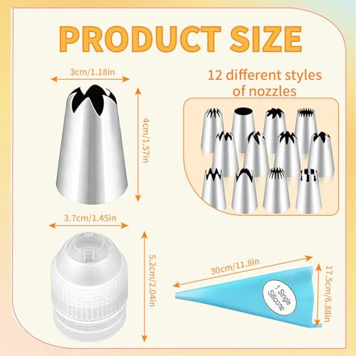 14-Piece Stainless Steel Piping Tips Set for Cake Decorating