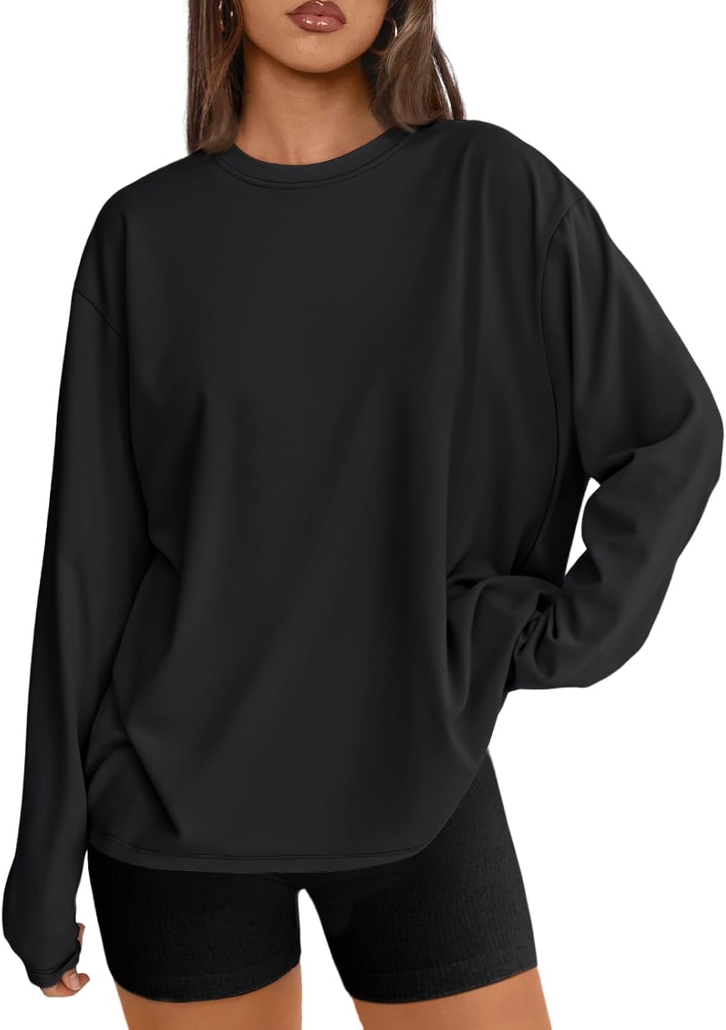 Trendy Queen Women's Oversized Long Sleeve T-Shirt - Casual Spring & Fall Basic Tee in Y2K Style