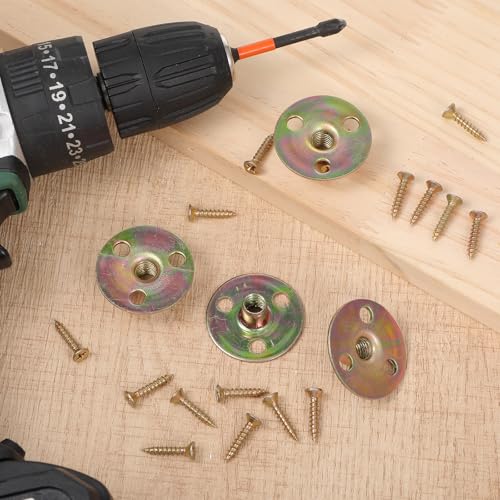 Exircy 4 Sets Furniture Leg Mounting Plates with Screws - 36mm Diameter