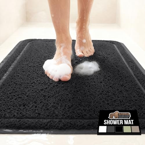 GORILLA GRIP Exfoliating Shower Mat 24x16 Black with Textured Backing
