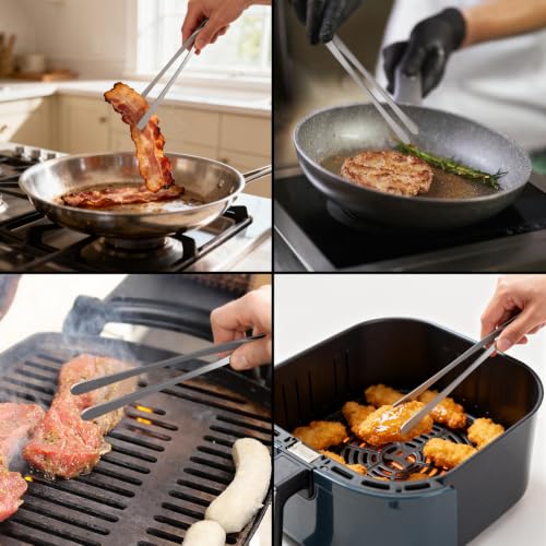 Vaincre 12" Stainless Steel Kitchen Tongs - 4PCS Precision Cooking Tweezers