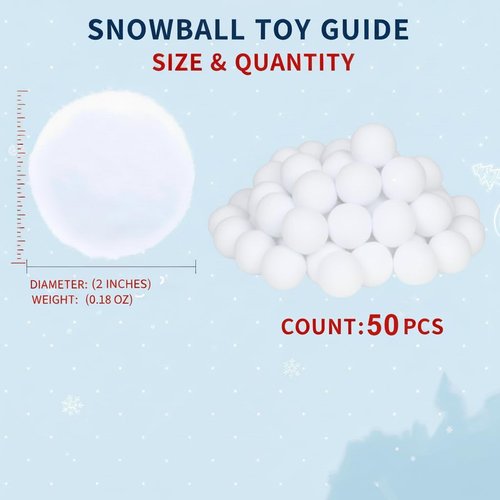 AISENO Indoor Snowball Fight Toys - 50 Soft Fake Snow Balls for Kids | Perfect for Winter Parties & Christmas Fun