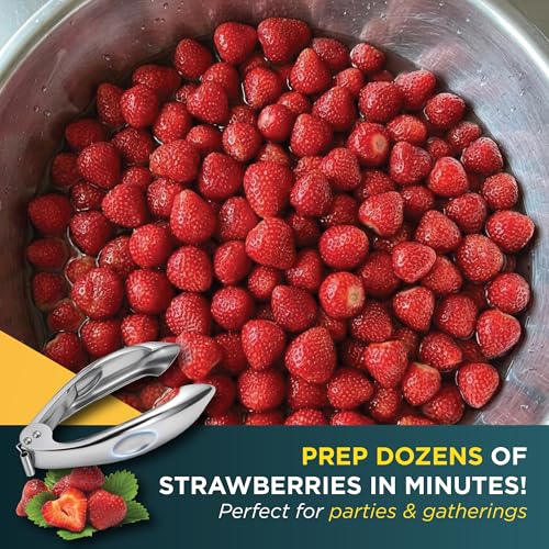 Stainless Steel Strawberry Huller & Tomato Corer Tool - Ergonomic Handle, Dishwasher Safe