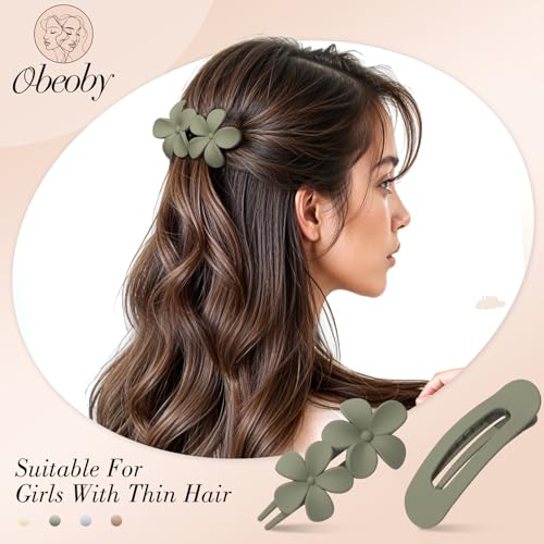 Flat Hair Claw Clips 8 Pcs Matte French Barrette Set for Women