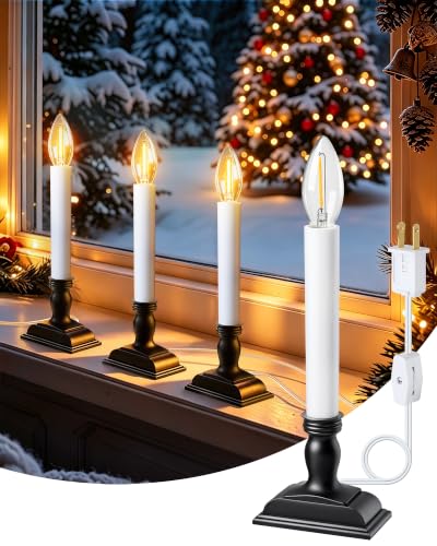 Electric Window Candles with Switch - 9.6 Inch LED Sconce Light - Black