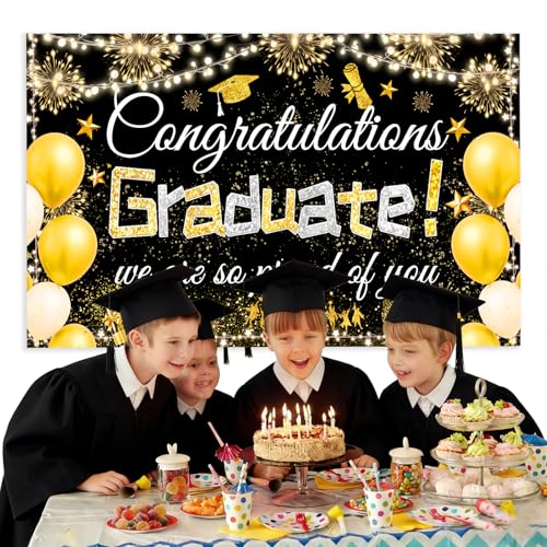 Graduation Party Backdrop - Congratulations Graduate Banner 70.8"x43.3"