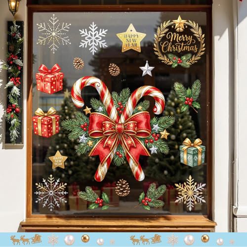 Christmas Window Clings Cane Candy Design for Glass & Mirrors - Style38