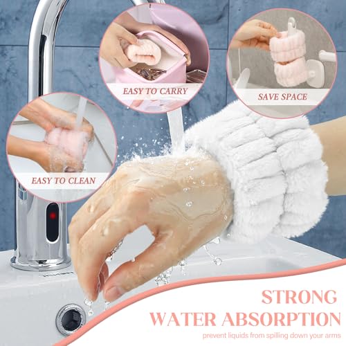 Crosize 6Pcs Microfiber Face Washing Wristbands for Women Spa Towel Bands