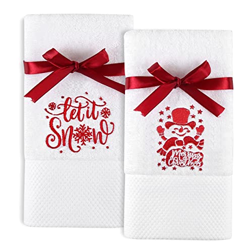 Quera Christmas Hand Towels Set - Let It Snow Snowman 2-Pack
