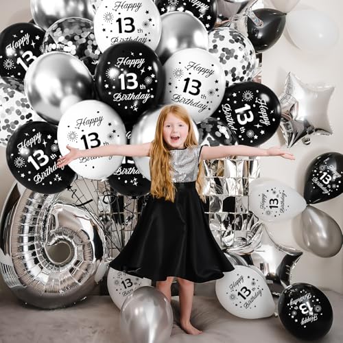 24th Birthday Balloons Kit - Black & Silver 16-Pc Latex Set