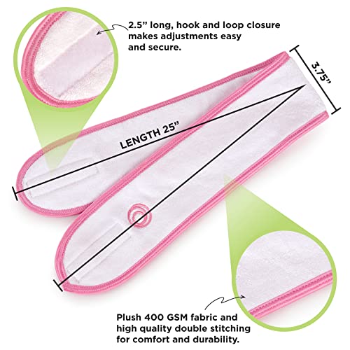 Fushay Spa Headband 5 Pack - Soft Terry Cloth Makeup & Facial Hair Bands