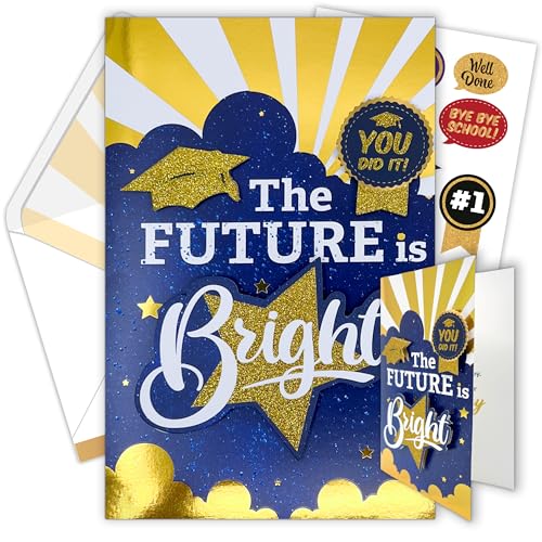 Graduation Cards 2026 Set - Handmade Gold Foil & Glitter, 5x8in