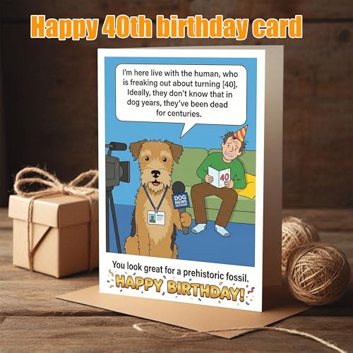 Funny 40th Birthday Card from Dog - Pet Years Joke Design