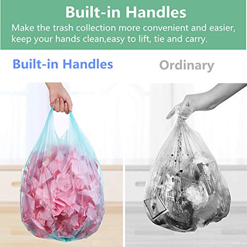 4 Gallon Colorful Handle Tie Trash Bags - 100 Count for Home & Office