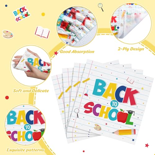 80 Back-to-School Napkins | Cute Pencil & Crayon Designs