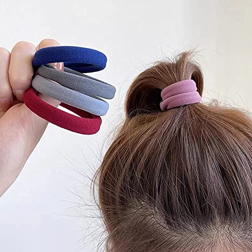 YANRONG 120PCS Cotton Hair Ties Seamless Elastic Ponytail Holders for Thick Hair