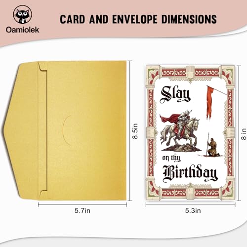 Funny Medieval Knight Birthday Card - Retro Slay on Thy Birthday Card