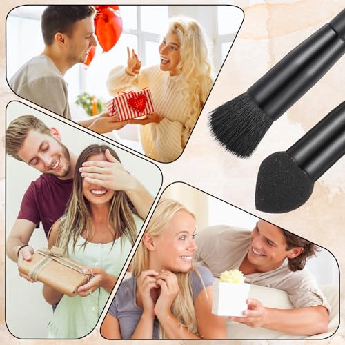 Dual Ended Hairline Powder Brush Set with Sponge Tip & Soft Bristles - 2 Pcs