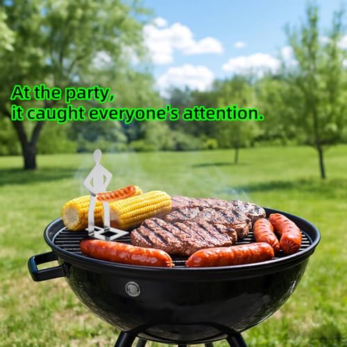 Zorythm 4-Piece Funny Hot Dog Holder and Sausage Stand - Portable Stainless Steel Grill Rack for Camping and Barbecue