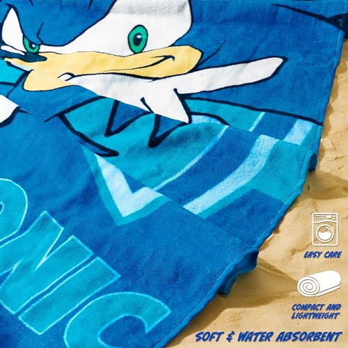 Sonic the Hedgehog Beach Towel for Kids Teenagers Quick Dry Towel for Pool Beach Bath Swimming Travel Essentials 55 x 27"" (Blue, 55x27inch)
