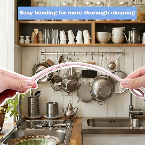 4PCS Reusable Silicone Straw Cleaner Brushes - Pink & Beige