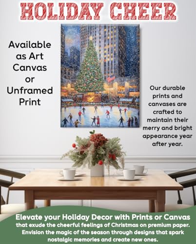 Unframed 11x14 NYC Christmas Ice Skating at Rockefeller Center Poster - Holiday Wall Art