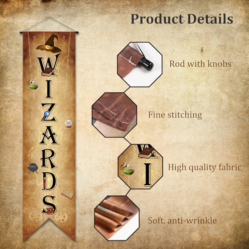 2 Pcs Wizard Porch Signs Hanging Door Decor Halloween Welcome - Magical Party Decoration